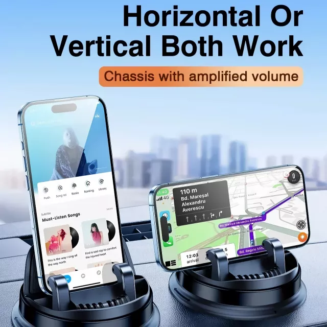 360° Rotatable Car Phone Holder with Auto-Clamp & Eyeglasses Storage - Image 3