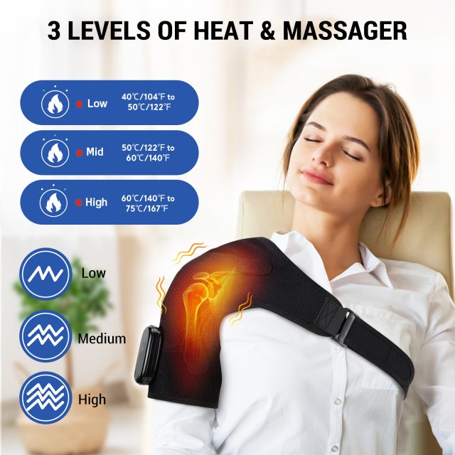 2-in-1 Electric Heating Shoulder Massager & Adjustable Heated Back Brace - Image 4