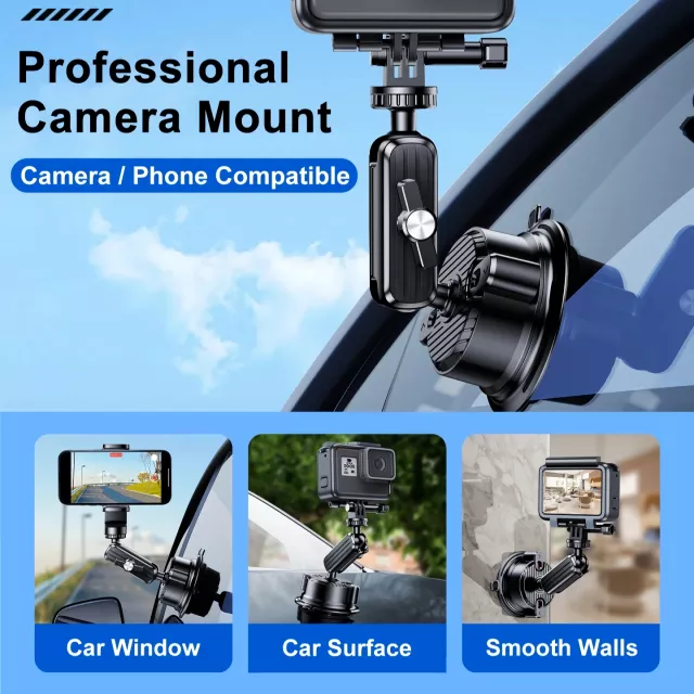 2-in-1 Car Phone & Sports Camera Holder with Large Suction Cup - Image 2