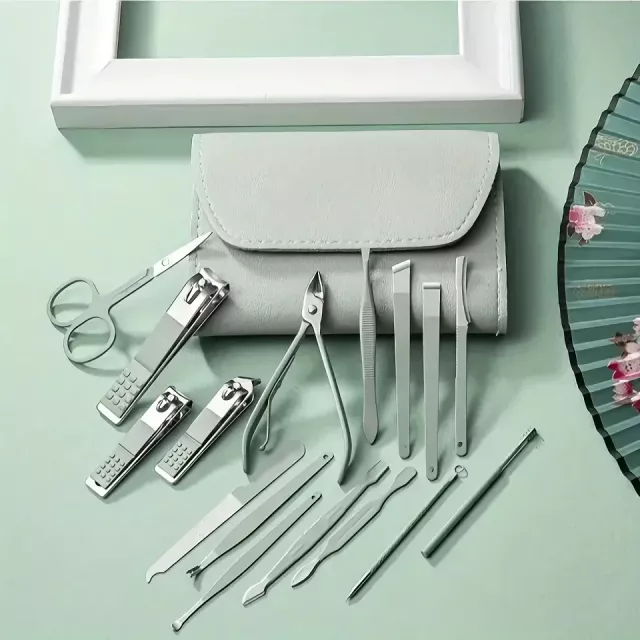 16-Piece Professional Nail Clippers Set with Travel Case - Complete Manicure & Pedicure Kit - Image 3