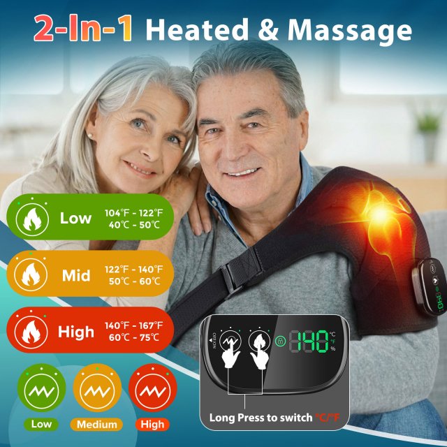 2-in-1 Electric Heating Shoulder Massager & Adjustable Heated Back Brace - Image 6