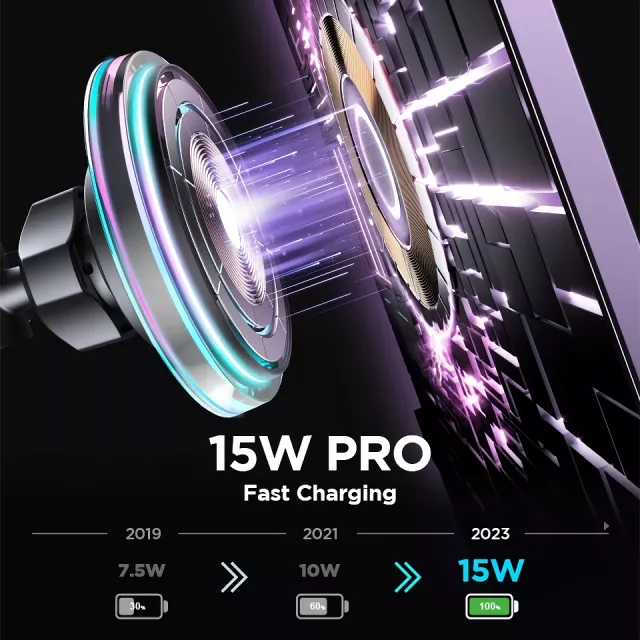 Colorful Magnetic Wireless Car Charger & Phone Holder - Fast Charging for iPhone 12/13/14/15 Pro Max - Image 3