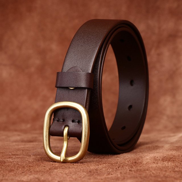 2.8CM Genuine Leather Women's Fashion Belt - Vintage Pin Buckle Strap - Image 5