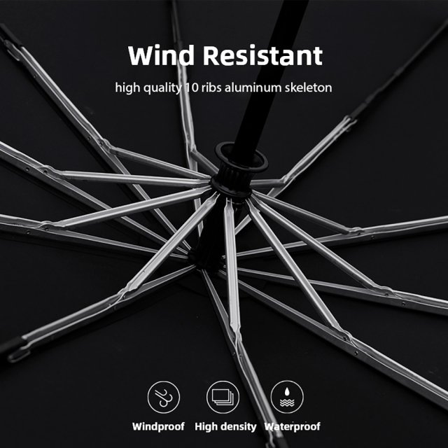 Large Automatic Windproof Umbrella with Carbon Fiber Handle - Image 4