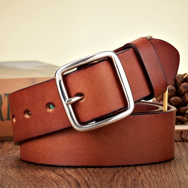 3.8CM Men’s Vintage Cowskin Leather Belt with Anti-Allergy Stainless Steel Buckle - Image 7