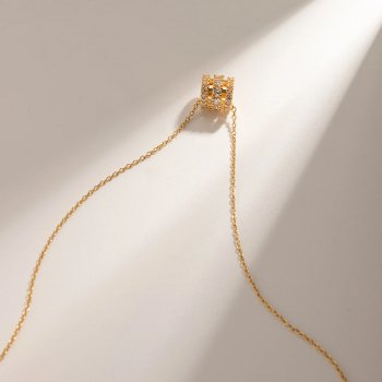 18K Gold Plated Stainless Steel Zircon Pendant Necklace for Women