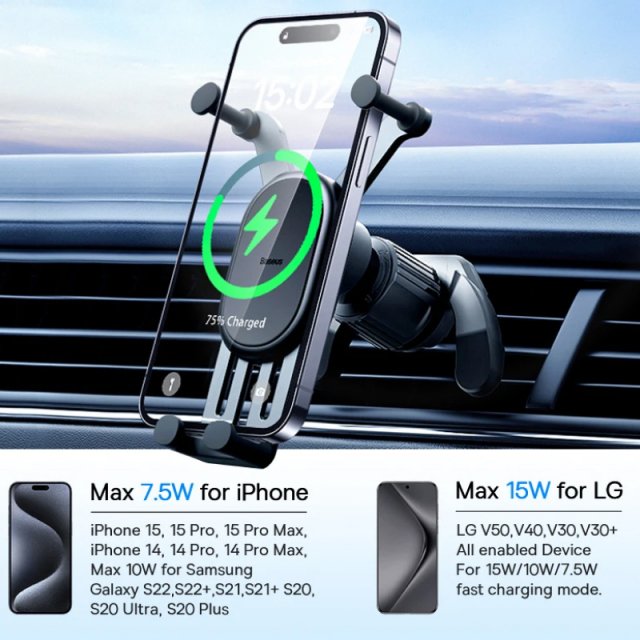 15W Wireless Car Charger Phone Holder - Image 4