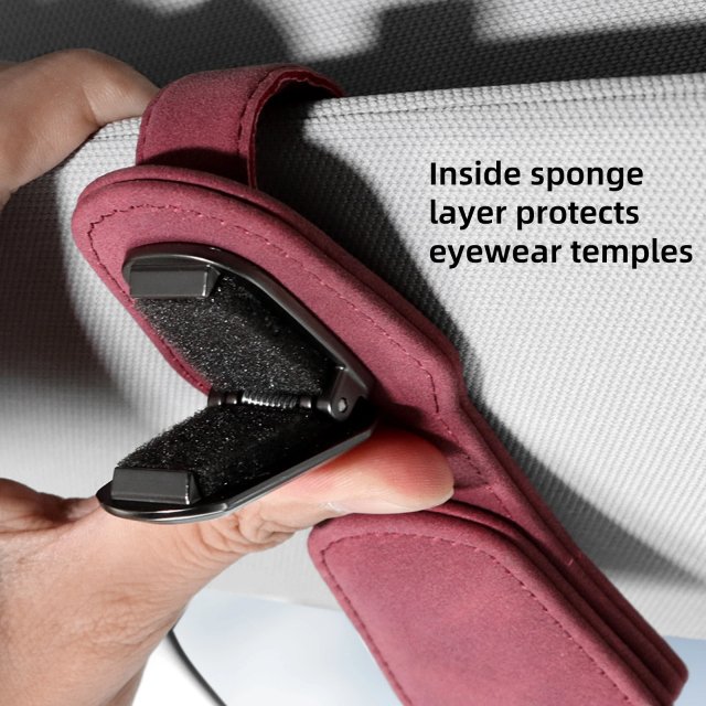 Universal Suede Car Sunglasses Holder Clip - Image 3