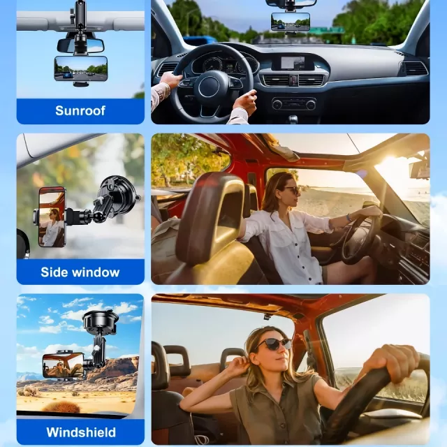 2-in-1 Car Phone & Sports Camera Holder with Large Suction Cup - Image 6
