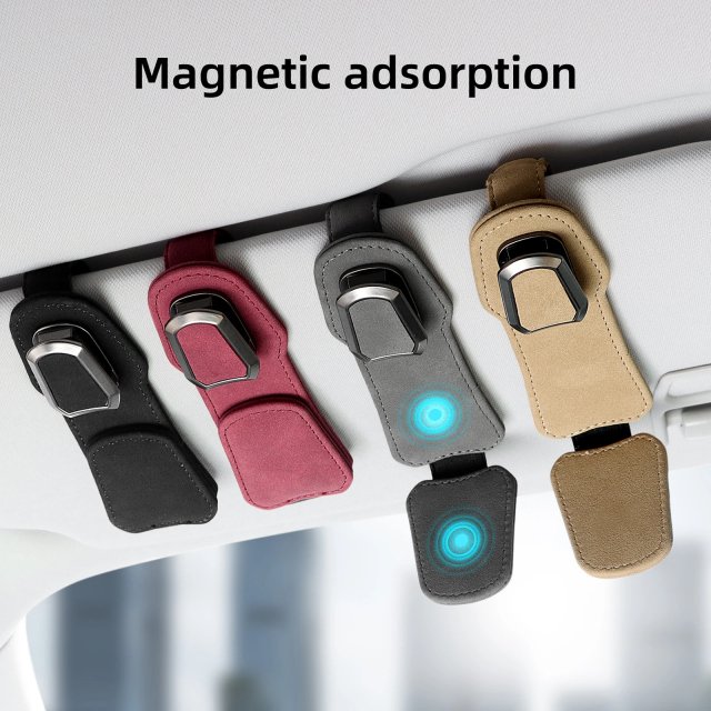 Universal Suede Car Sunglasses Holder Clip - Image 5