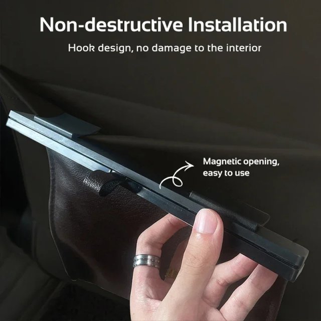 Magnetic PU Leather Seat Back Storage Bag for Tesla Model Y/3 - Image 4
