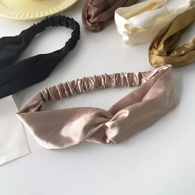 Satin Silk Cross Top Knot Headband – Stylish Hair Accessory - Image 2