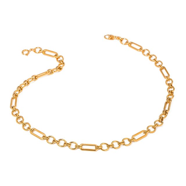 18K Gold Plated Stainless Steel Waterproof Paperclip Necklace for Women - Image 6