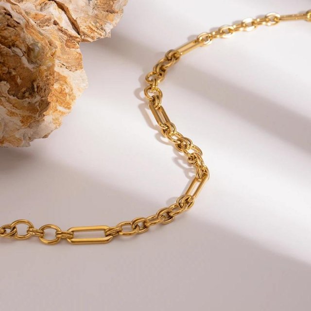 18K Gold Plated Stainless Steel Waterproof Paperclip Necklace for Women - Image 5