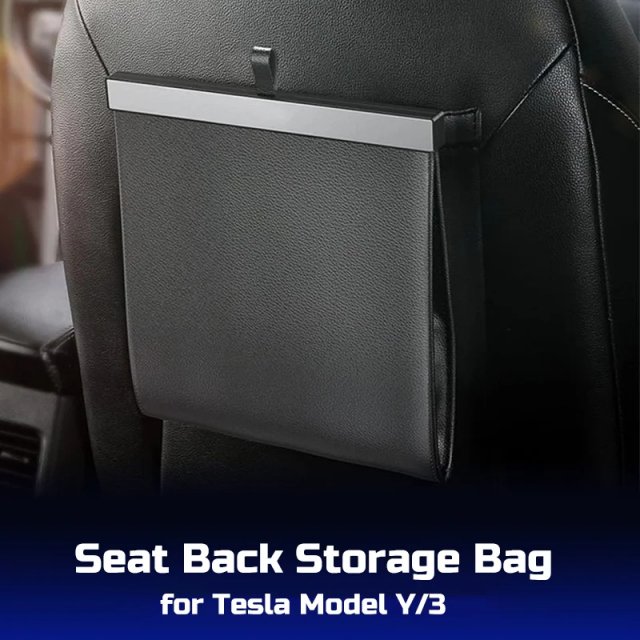 Magnetic PU Leather Seat Back Storage Bag for Tesla Model Y/3 - Image 3