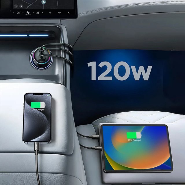 120W Super Fast Car Charger with 3 Ports - Image 5