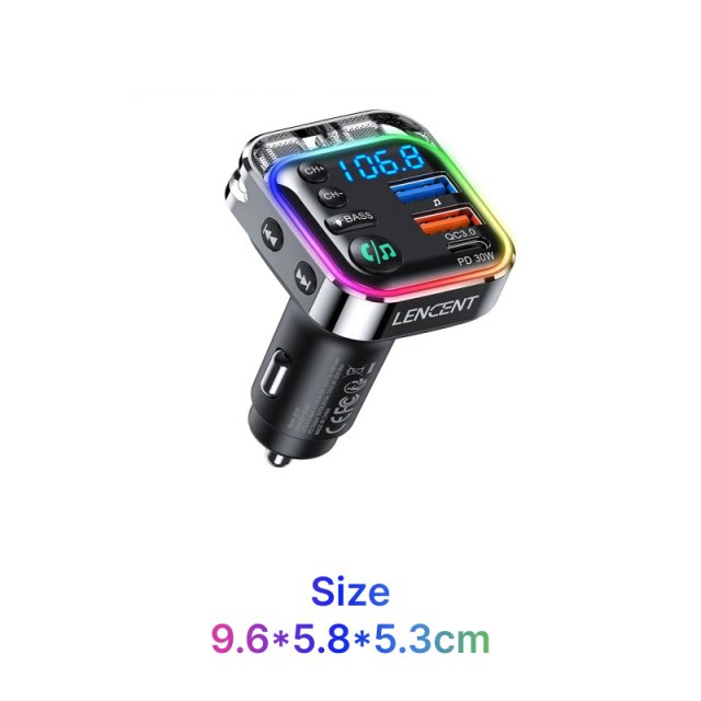 Bluetooth 5.3 FM Transmitter with 30W PD & QC3.0 Fast Charger - Image 6