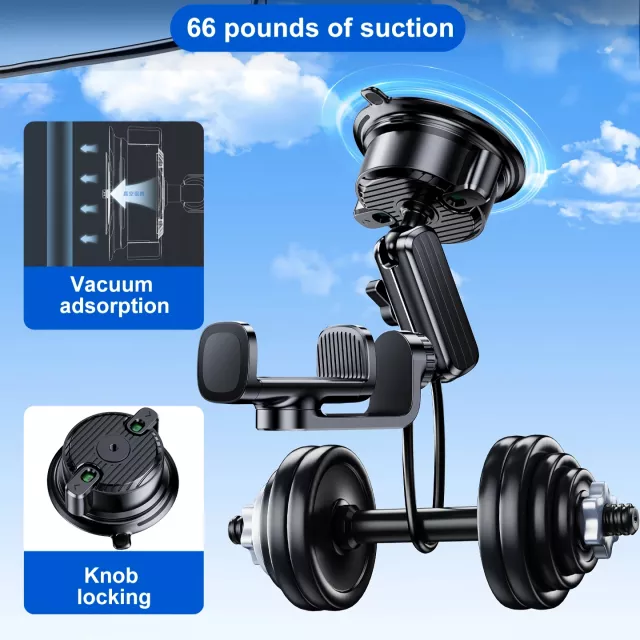 2-in-1 Car Phone & Sports Camera Holder with Large Suction Cup - Image 4