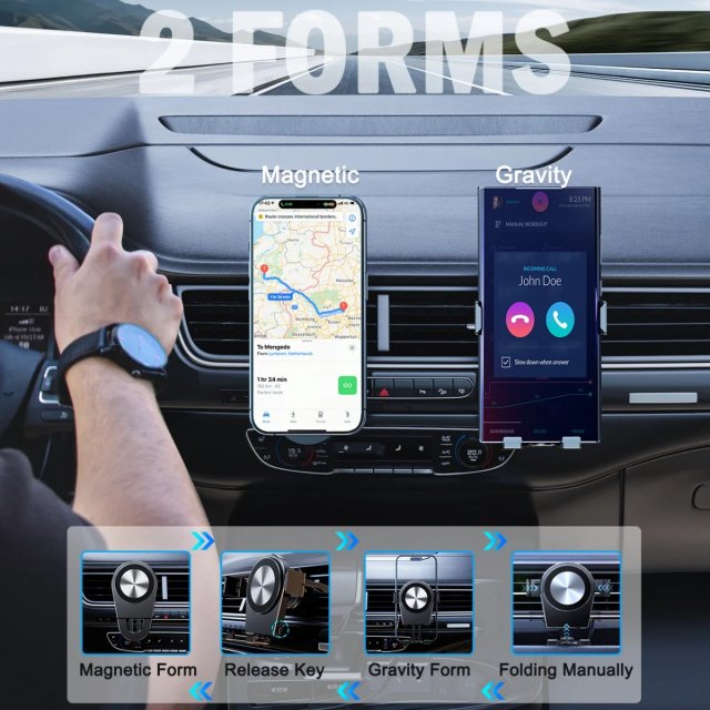 Aluminum Magnetic Car Phone Holder with Air Vent Clip - Image 4