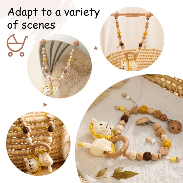 Wooden Baby Gym Stroller Bunny Hanging Pendant Toy - Image 3