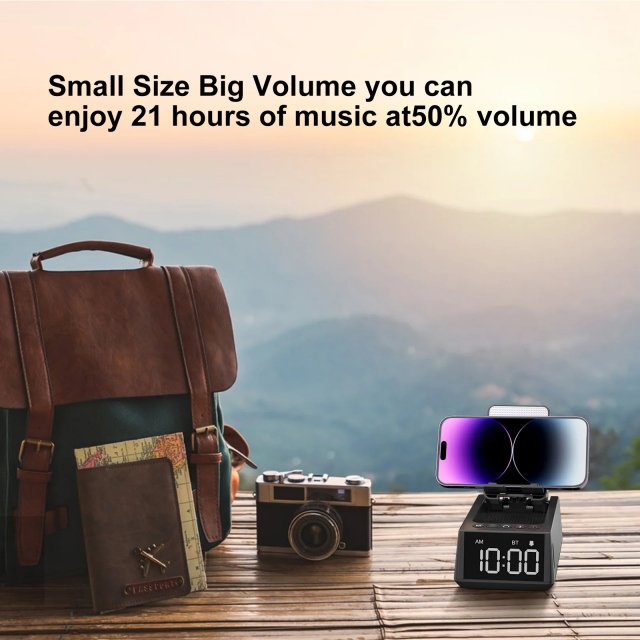 Foldable Bluetooth Speaker Stand with Alarm Clock - Image 3