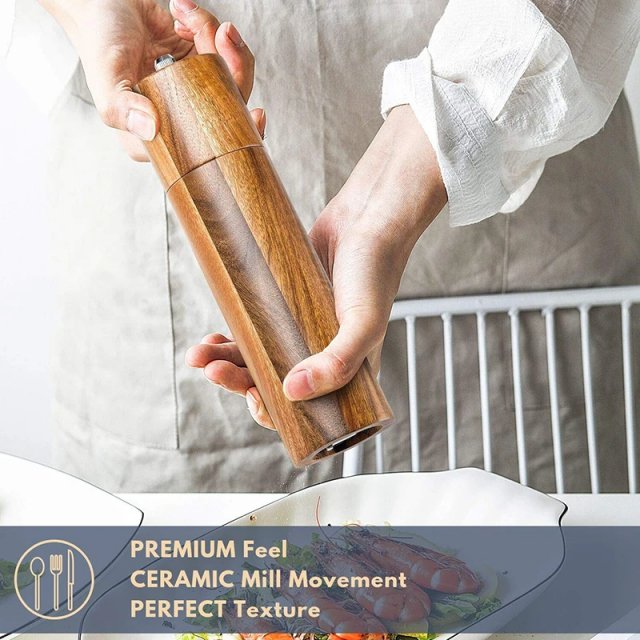 Wooden Salt and Pepper Grinders - Manual Seasoning Mills - Image 4