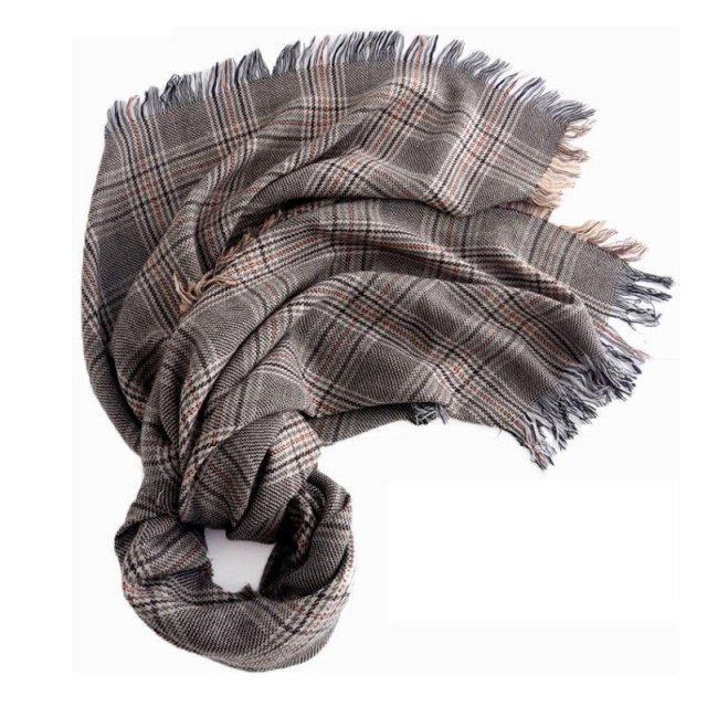 Luxury Wool Plaid Scarf for Women - Image 7