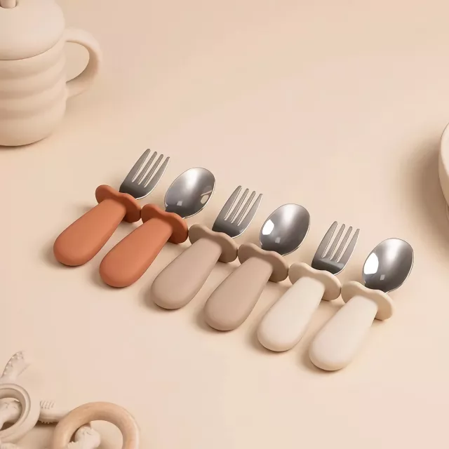 2-Piece Baby Utensil Set – Stainless Steel Spoon & Fork for Kids - Image 3
