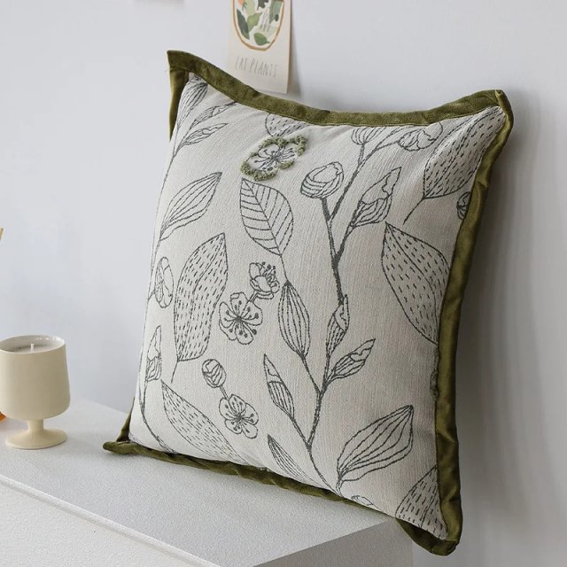 Light Luxury Cream Green Cushion Cover 45x45cm – Decorative Jacquard Pillowcase - Image 6