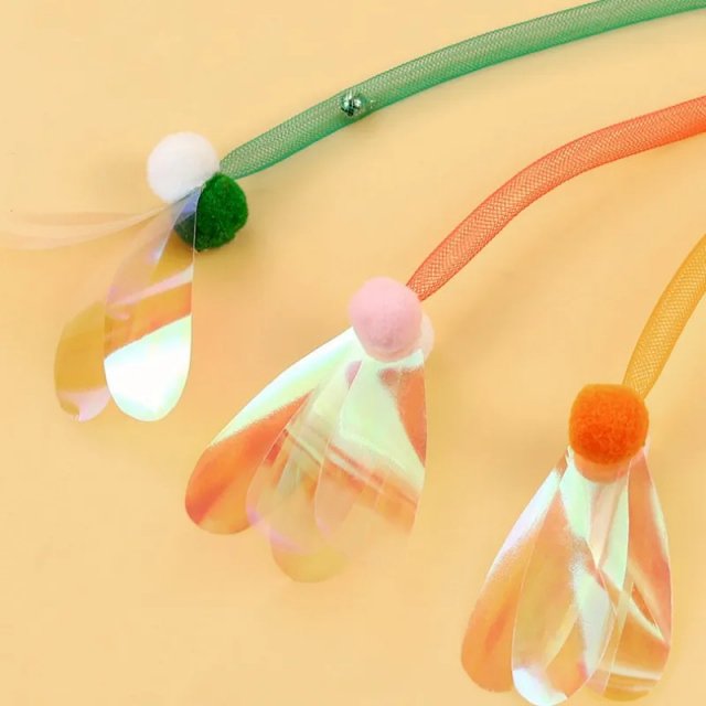 Interactive Cat Teaser Toy with Butterfly, Bell, and Wool Ball - Image 3
