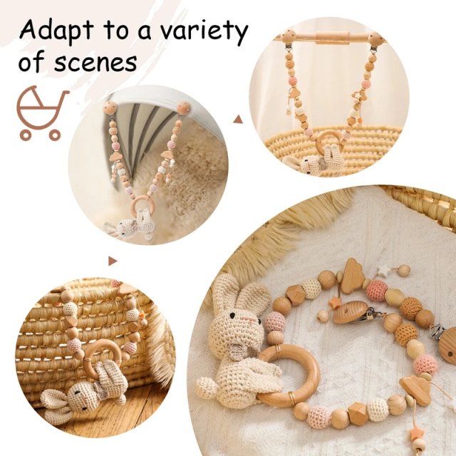 Wooden Baby Gym Stroller Bunny Hanging Pendant Toy - Image 10
