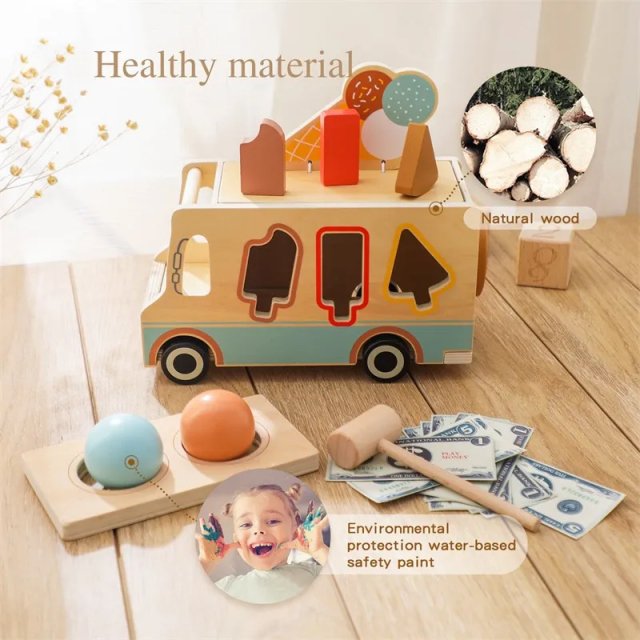 Montessori Wooden Ice Cream Car Toy - Image 8