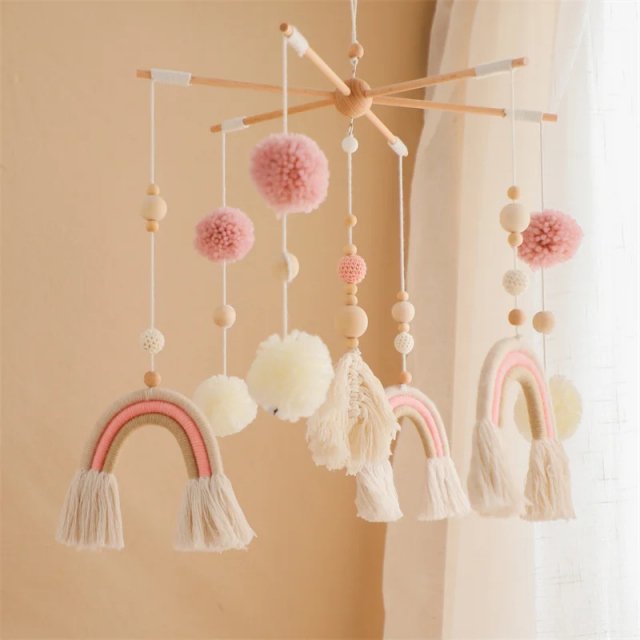 Tassel Rainbow Wooden Mobile Rattle Toy - Image 9