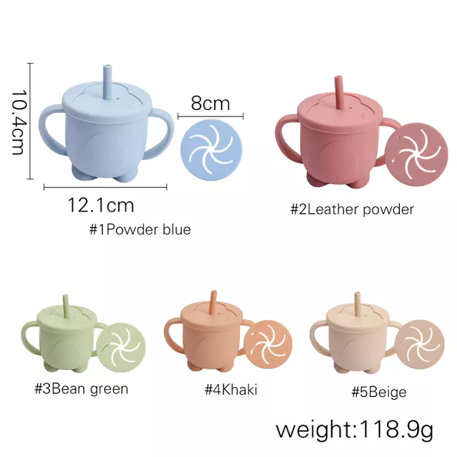 Baby Learning Drinking Cup with Penguin Straw – BPA Free Silicone Sippy Cup - Image 5