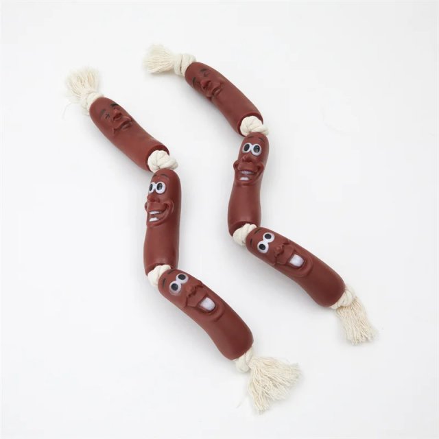Durable Cotton Rope & Vinyl Sausage Toy for Pets - Image 6