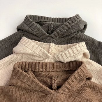 Cozy Front Pocket Knit Sweater Hoodie for Kids