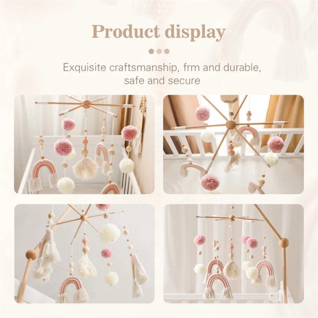 Tassel Rainbow Wooden Mobile Rattle Toy - Image 5