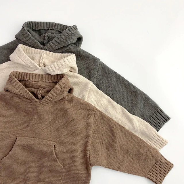 Cozy Front Pocket Knit Sweater Hoodie for Kids - Image 6