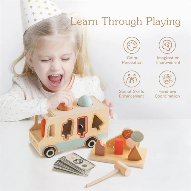 Montessori Wooden Ice Cream Car Toy - Image 7
