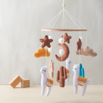 Soft Felt Cartoon Alpaca Crib Mobile
