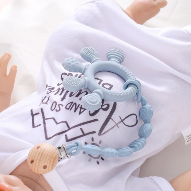 Silicone Baby Teething Ring & Pacifier Chain with Cartoon Design - Image 7