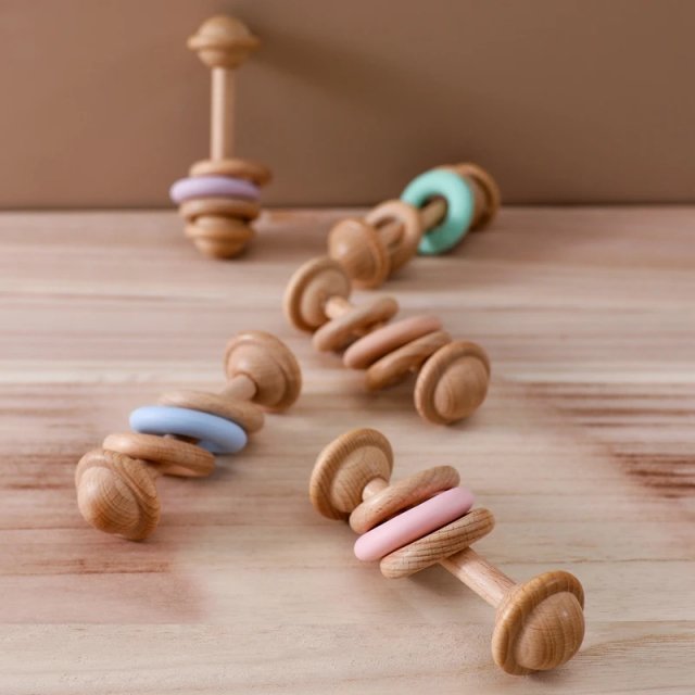 Natural Wooden Baby Rattle & Teething Ring - Image 8