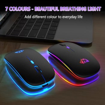 Wireless Bluetooth & 2.4GHz Dual Mode Rechargeable Ergonomic RGB Mouse