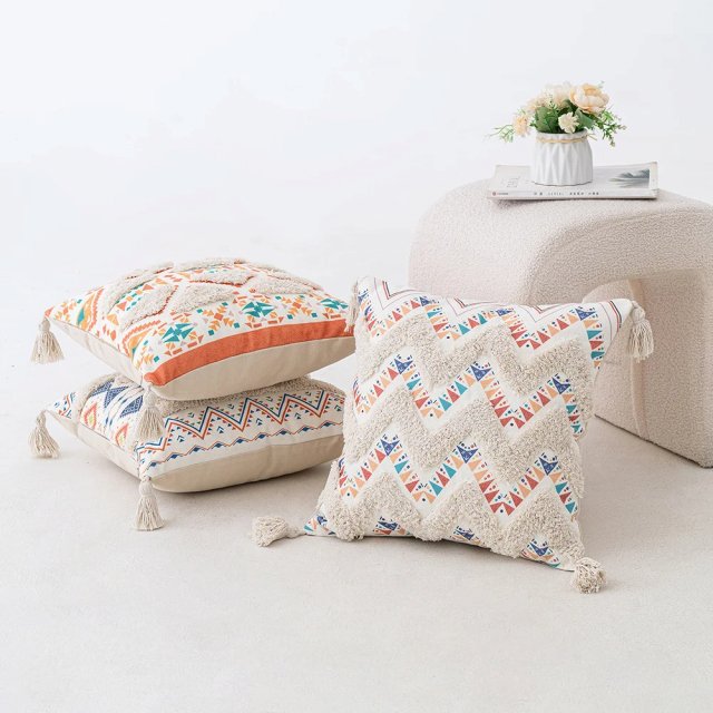 Boho Geometric Tufted Cushion Cover – Decorative Pillow for Home and Sofa - Image 4