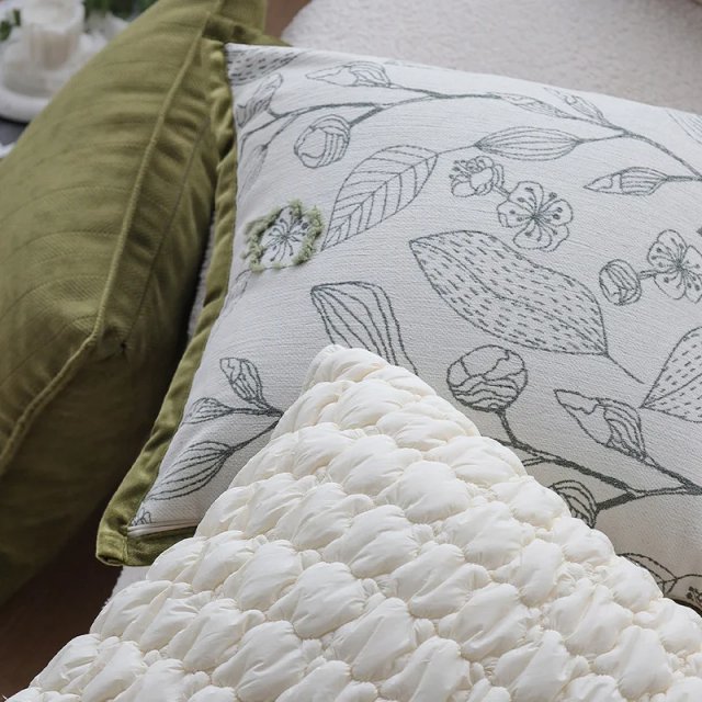 Light Luxury Cream Green Cushion Cover 45x45cm – Decorative Jacquard Pillowcase - Image 5