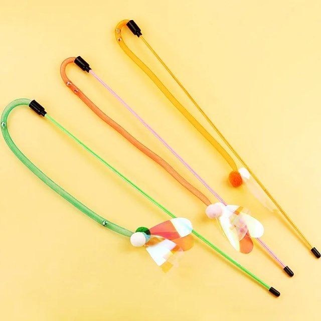 Interactive Cat Teaser Toy with Butterfly, Bell, and Wool Ball - Image 2