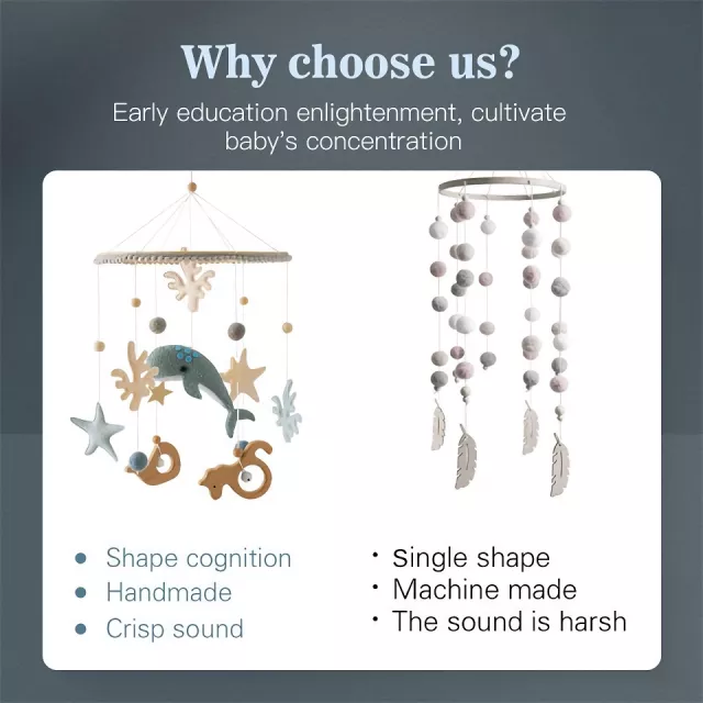 Wooden Ocean-Themed Baby Rattle Mobile with Soft Felt Toys - Image 7