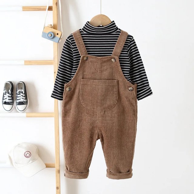 Adorable Corduroy Baby Overalls with Front Pocket - Image 3