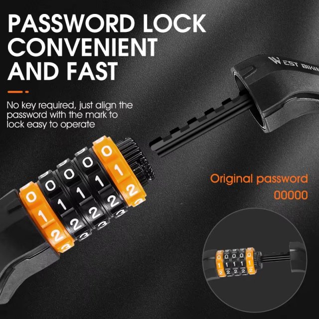 Secure Coiling Bike Cable Lock with Password Protection - Image 2