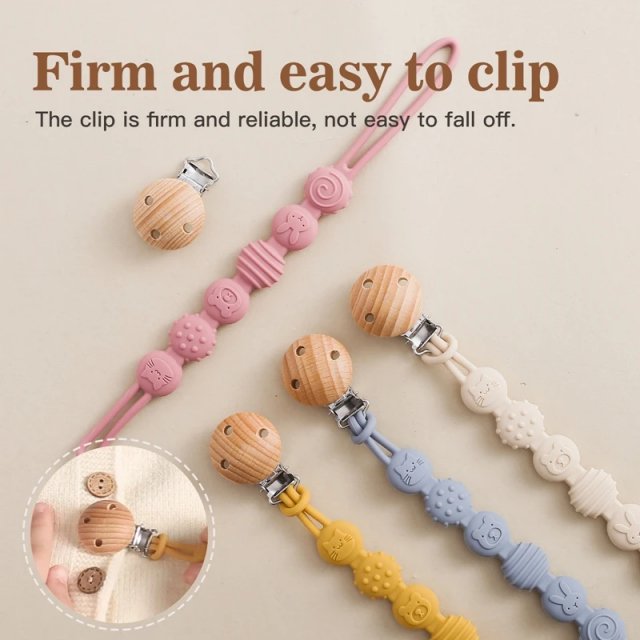 Silicone Baby Teething Ring & Pacifier Chain with Cartoon Design - Image 4